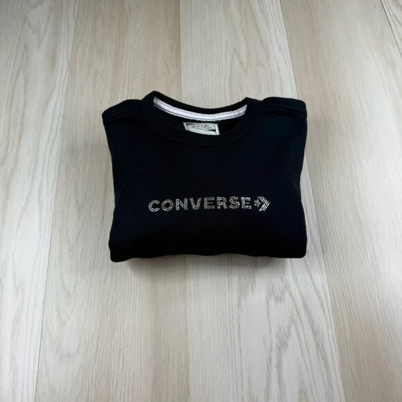 Converse Mens Black Long Sleeve Gold Standard Crew Neck Sweatshirt Size Large - Picture 1 of 12